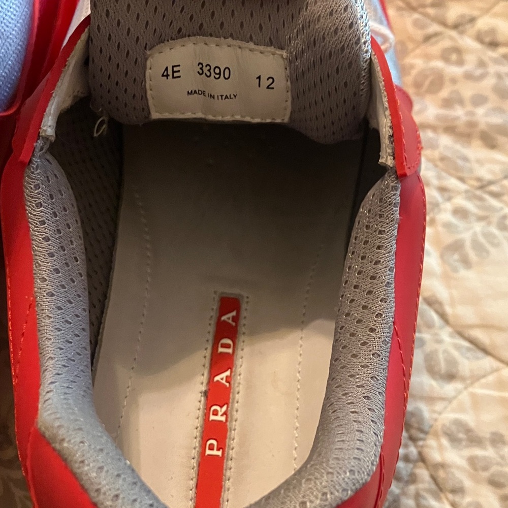Prada Men's Bold Red and Gray Sneakers - Picture 4 of 8